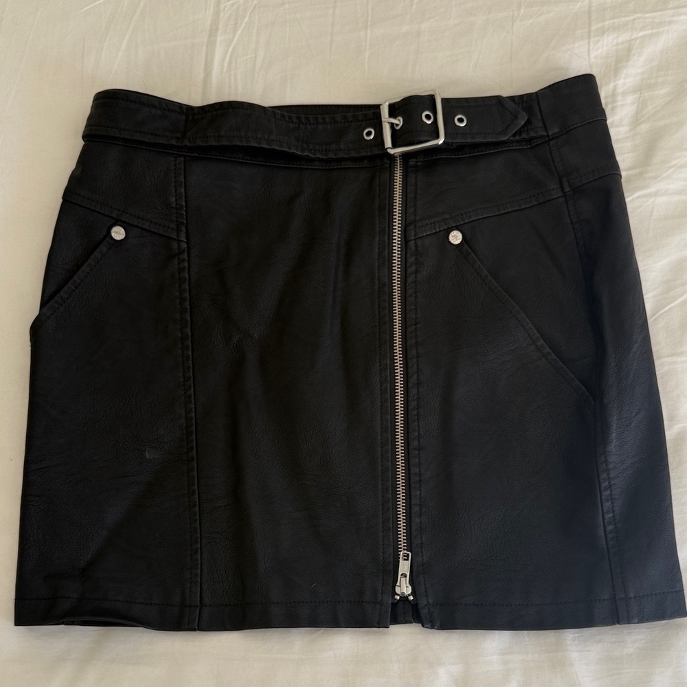 Obey Black Mini Skirt with Zipper and Buckle